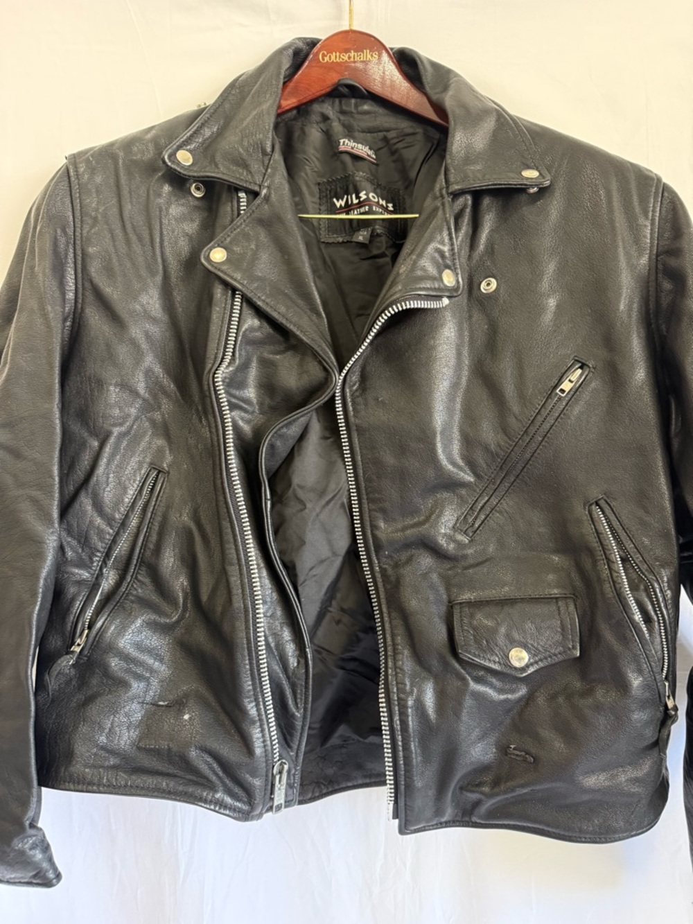Wilson Black Leather Moto Jacket with Silver Hardware